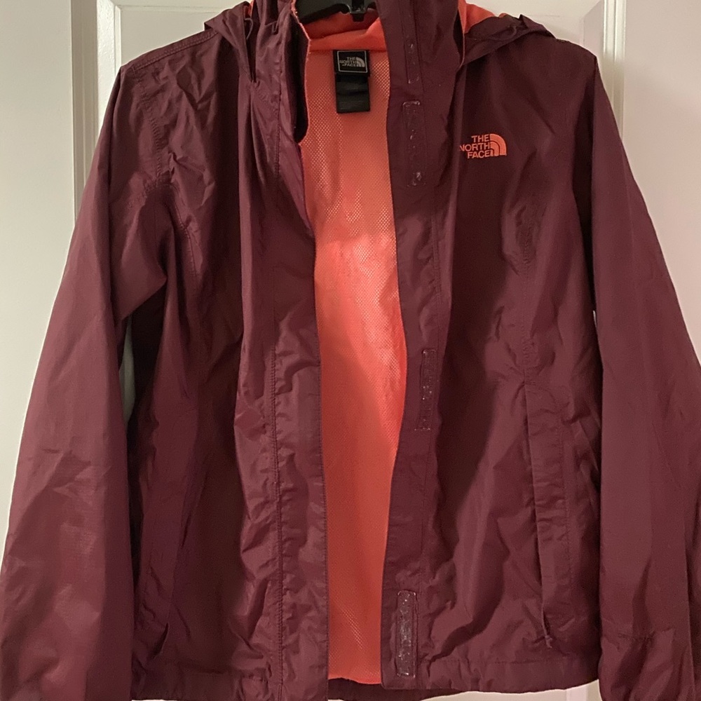 North Face Maroon/Coral Rain Jacket M